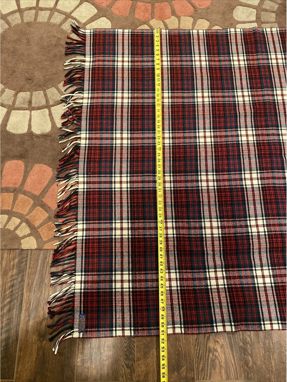 Vintage Pendleton 100% Wool Blanket Fringe Ends 51”x 61”